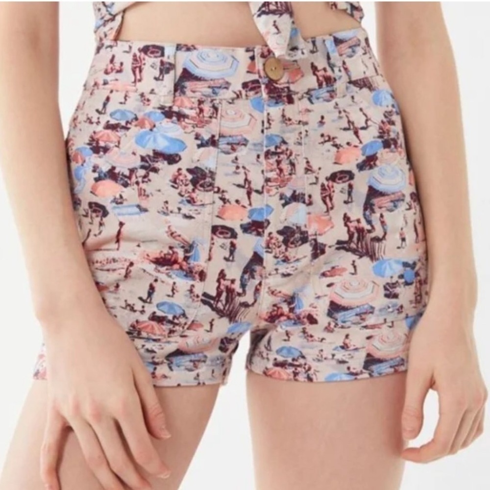 Urban Outfitters High Waisted Beach Print Shorts 24 Vintage Look​​​​​​​​​​